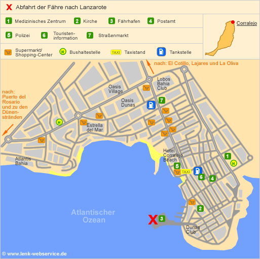 Lageplan Corralejo (Fuerteventura) Hafen