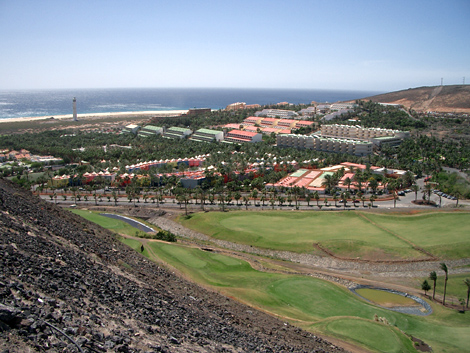 Blick vom Golfplatz zum Strand von Jandia - Fuerteventura