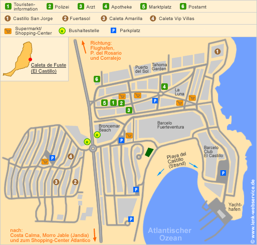 Lageplan von Caleta de Fuste auf Fuerteventura
