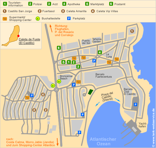 Map Of Caleta De Fuste Caleta De Fuste On Fuerteventura - Topography Including Position Plan And  Island Map