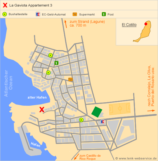 Lageplan La Gaviota Appartement 3 in El Cotillo