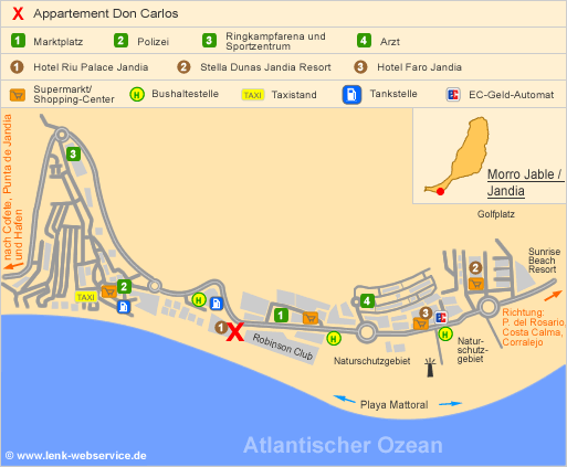 Lageplan Appartement Don Carlos in Jandia auf Fuerteventura