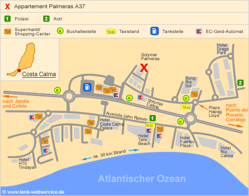 Lageplan Appartement Palmeras A37 in Costa Calma