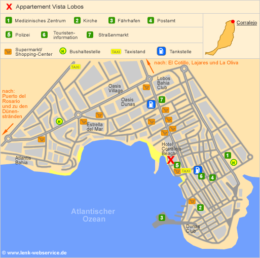 Lageplan des Appartements Vista Lobos in Corralejo auf Fuerteventura
