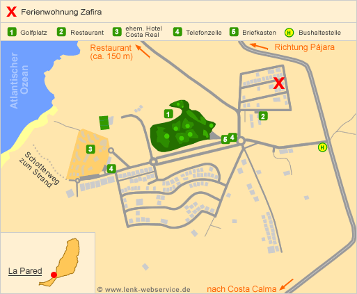 Lageplan der Ferienwohnung Zafira in La Pared auf Fuerteventura