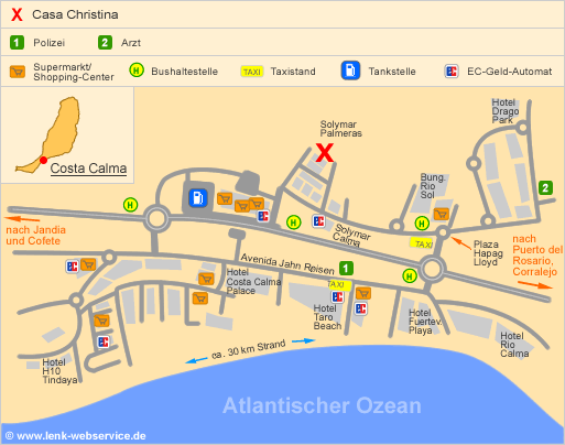Lageplan des Casa Christina an der Costa Calma auf Fuerteventura