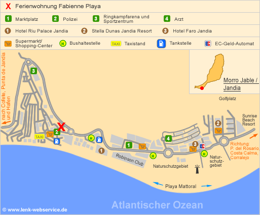 Lageplan der Ferienwohnung Fabienne Playa auf Fuerteventura
