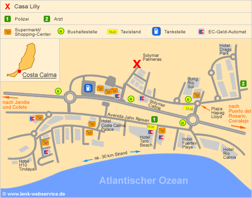 Lageplan Casa Lilly an der Costa Calma auf Fuerteventura