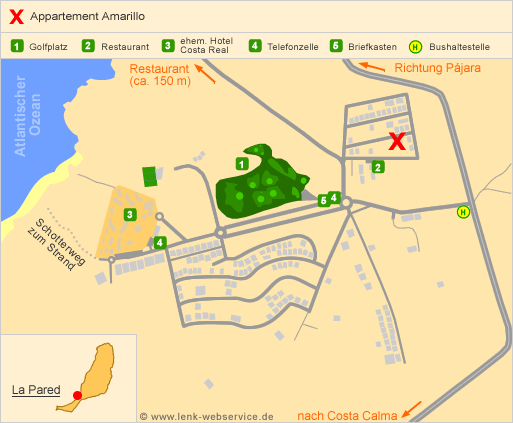 Lageplan Appartement Amarillo in La Pared auf Fuerteventura