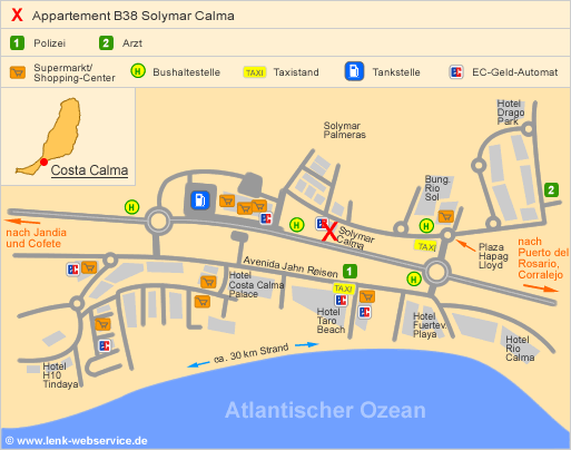 Lageplan Appartement B38 Solymar Calma an der Costa Calma auf Fuerteventura