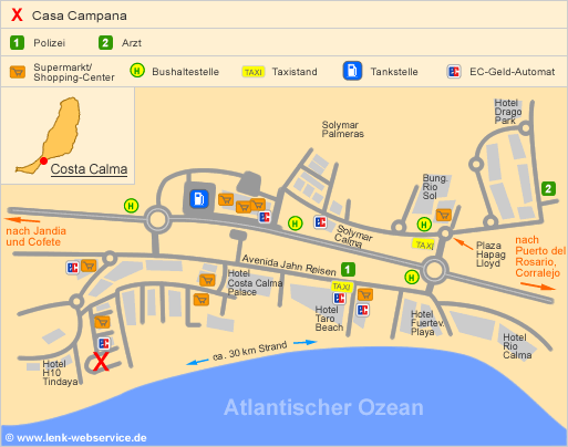 Lageplan des Appartements Casa Campan in Costa Calma