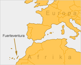 Karte Fuerteventura eingezeichnet in Europa
