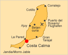 ALT: Map of Fuerteventura, Costa Calma is stressed