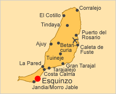 ALT: Map of Fuerteventura, Esquinzo is stressed