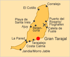 ALT: Karte von Fuerteventura, Gran Tarajal ist hervorgehoben