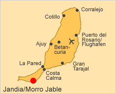ALT: Karte von Fuerteventura, Jandia ist hervorgehoben