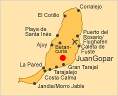 ALT: Karte von Fuerteventura, Juan Gopar ist hervorgehoben
