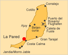 ALT: Karte von Fuerteventura, La Pared ist hervorgehoben