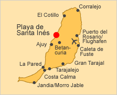 ALT: Karte von Fuerteventura, Playa de Santa Ines ist hervorgehoben