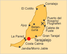 ALT: Karte von Fuerteventura, Tarajalejo ist hervorgehoben